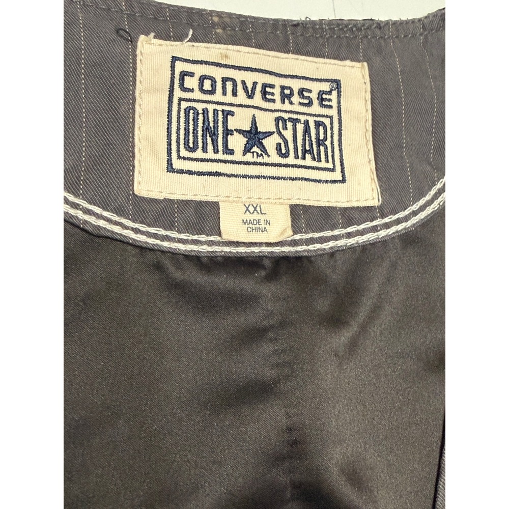 Converse One Star Mens XXL Gray Pinstripe Button Front Waistcoat Cinch Back Vest - Picture 2 of 6